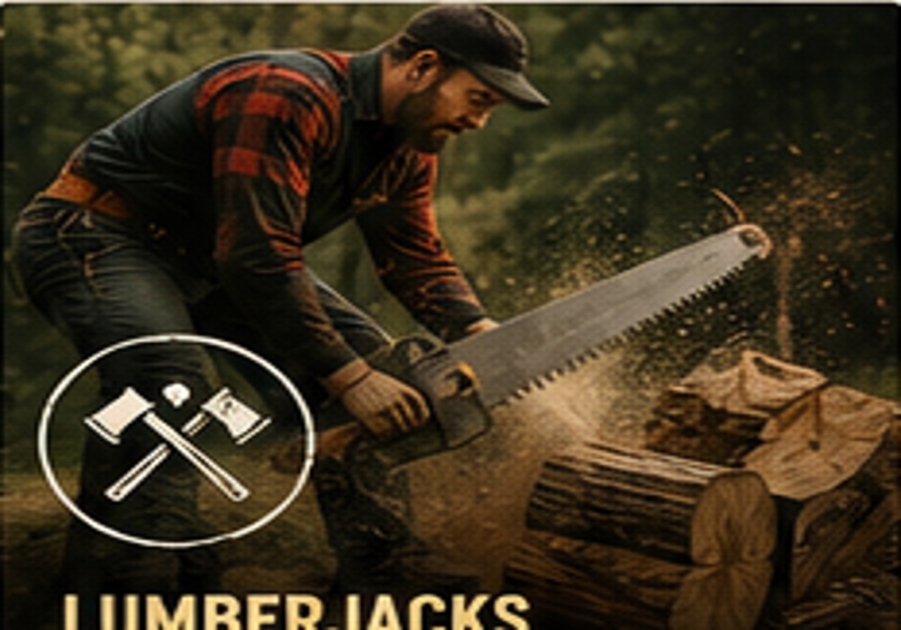 Lumberjack working with timber